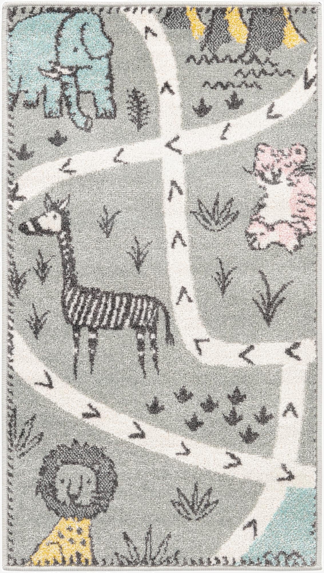  2' 2 x 4' Animals Whimsy Kids Runner Rug