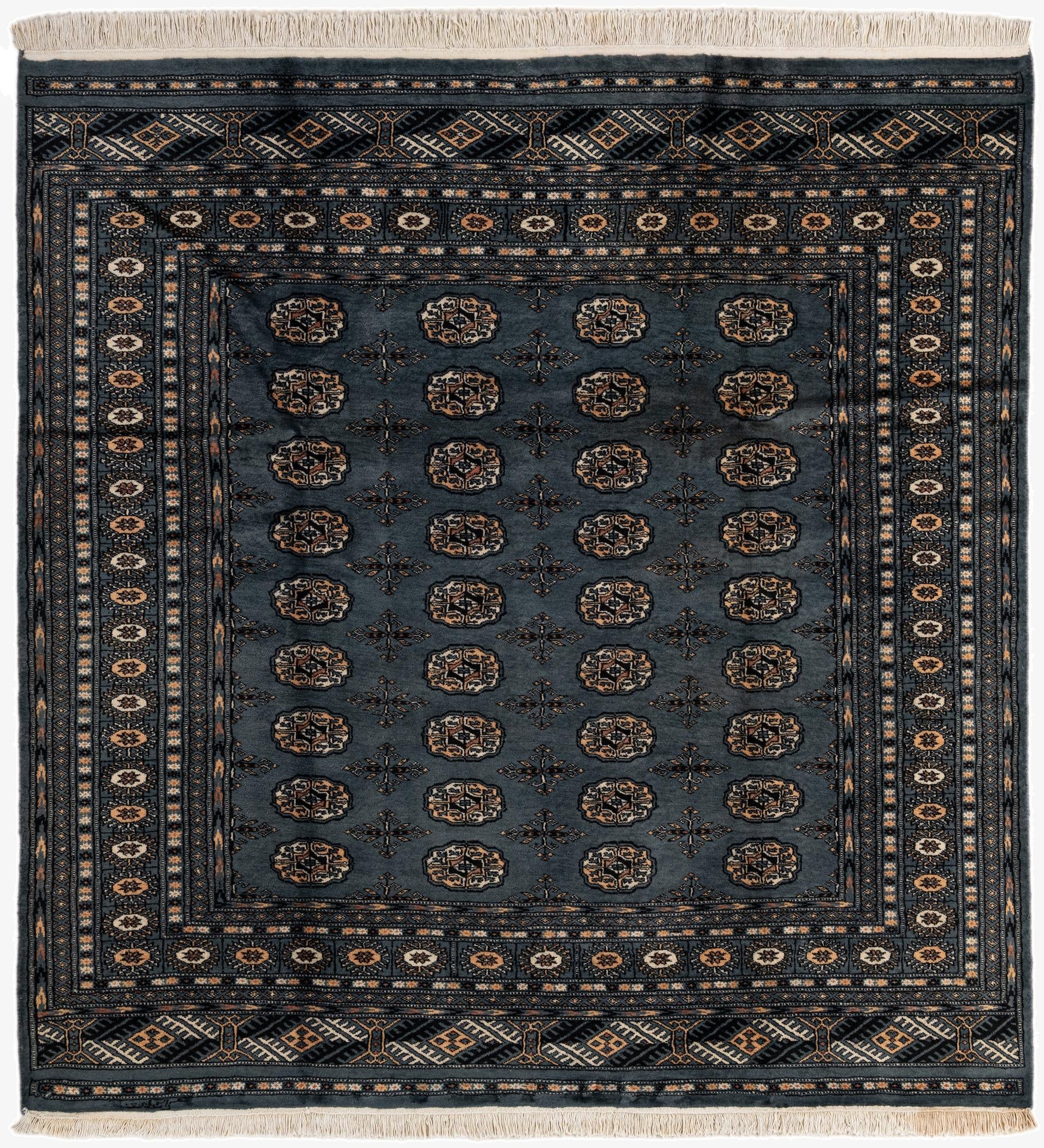  6' 2 x 6' 3  Hand Knotted Bokhara Oriental Wool Square Rug