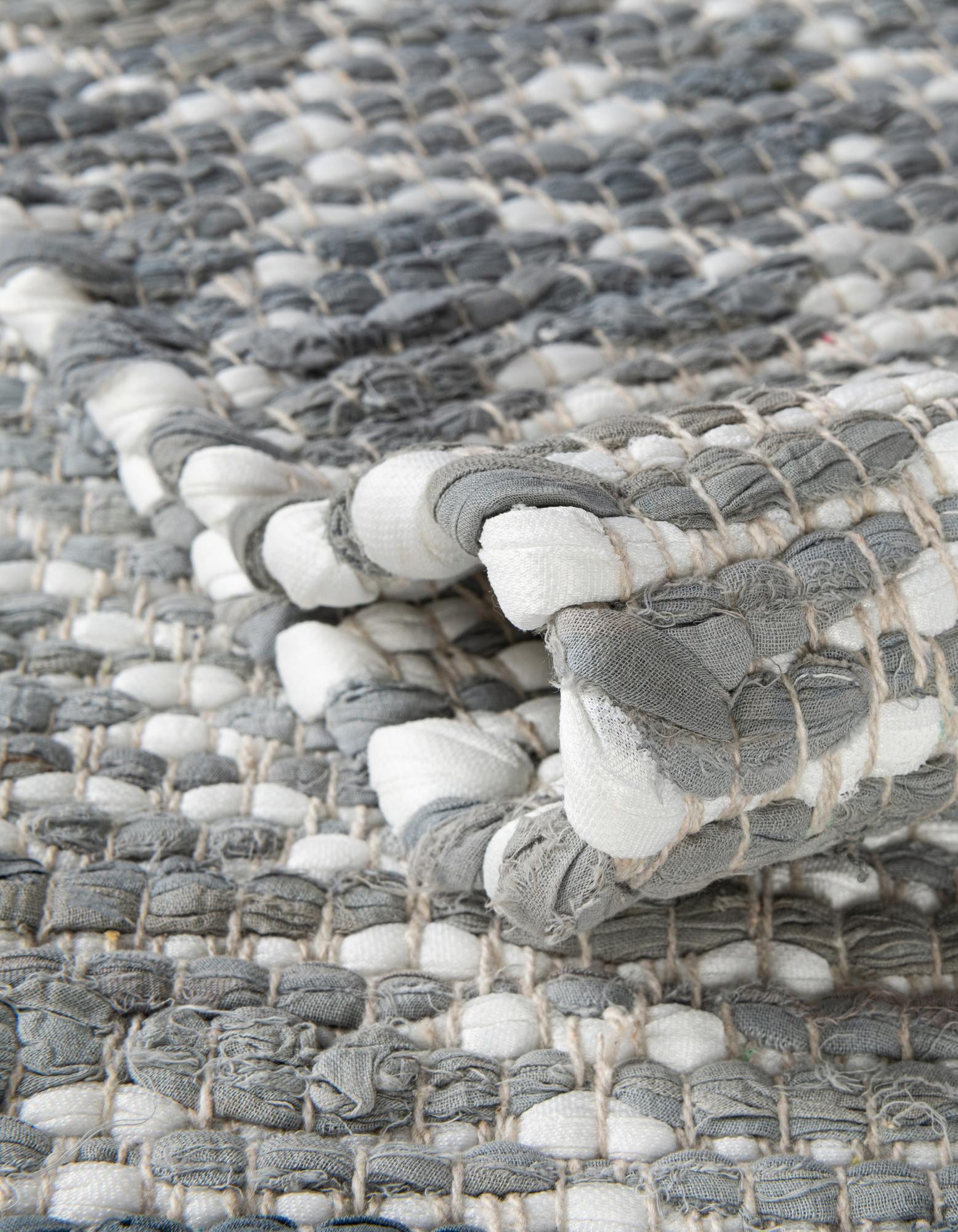 Gray 8' x 8' Hand Woven Chindi Trellis Square Rug | Rugs.com