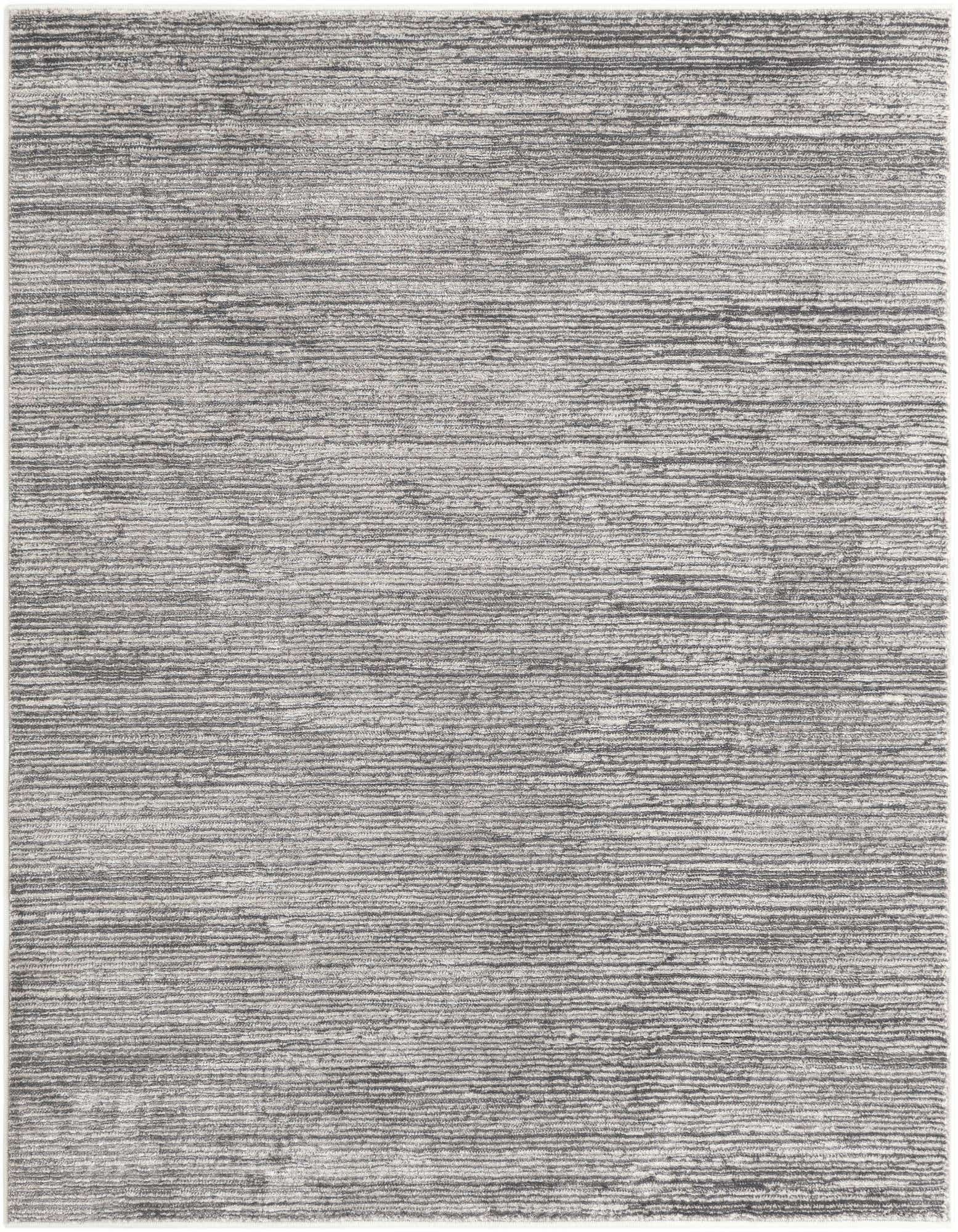 A 5'3" x 5'3" square gray area rug with a textured, horizontal striped pattern, suitable for indoor spaces.