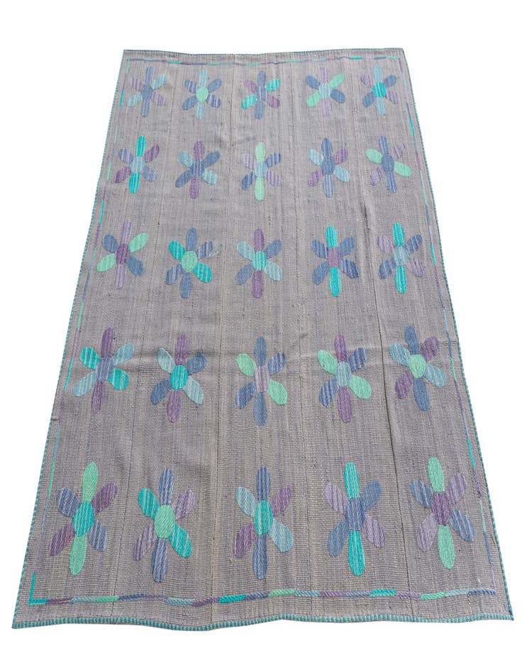 Detail image of  5' 4 x 5' 5  Hand Woven Kilim Suzani Wool Square Rug