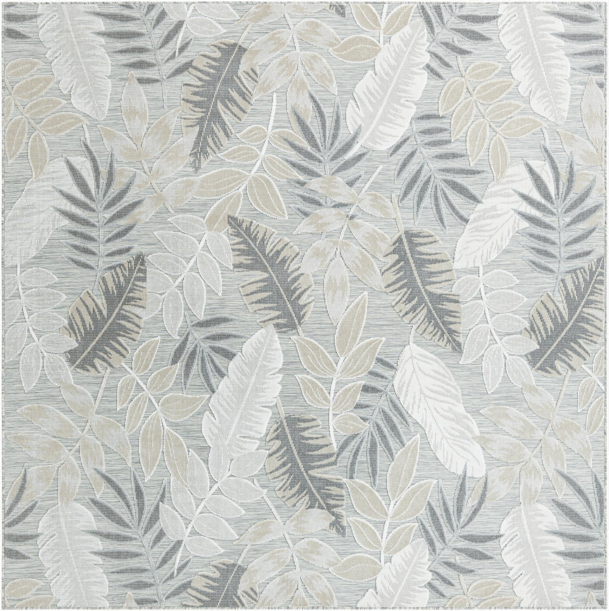  8' 2 x 8' 2  Washable Botanical Indoor / Outdoor Square Rug