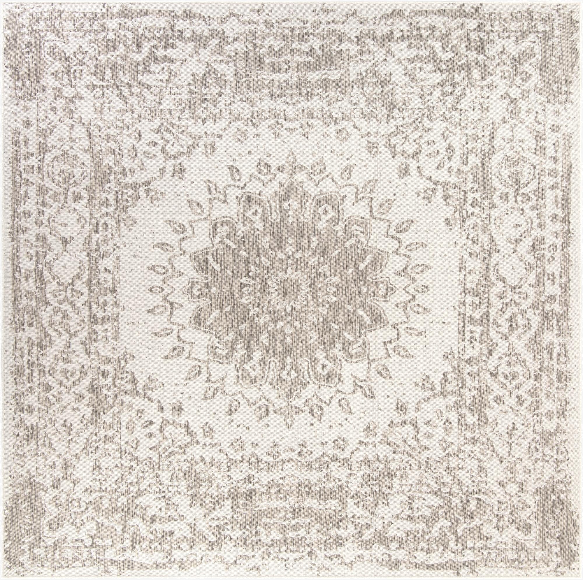 10' x 10'  Washable Traditional Indoor / Outdoor Square Rug