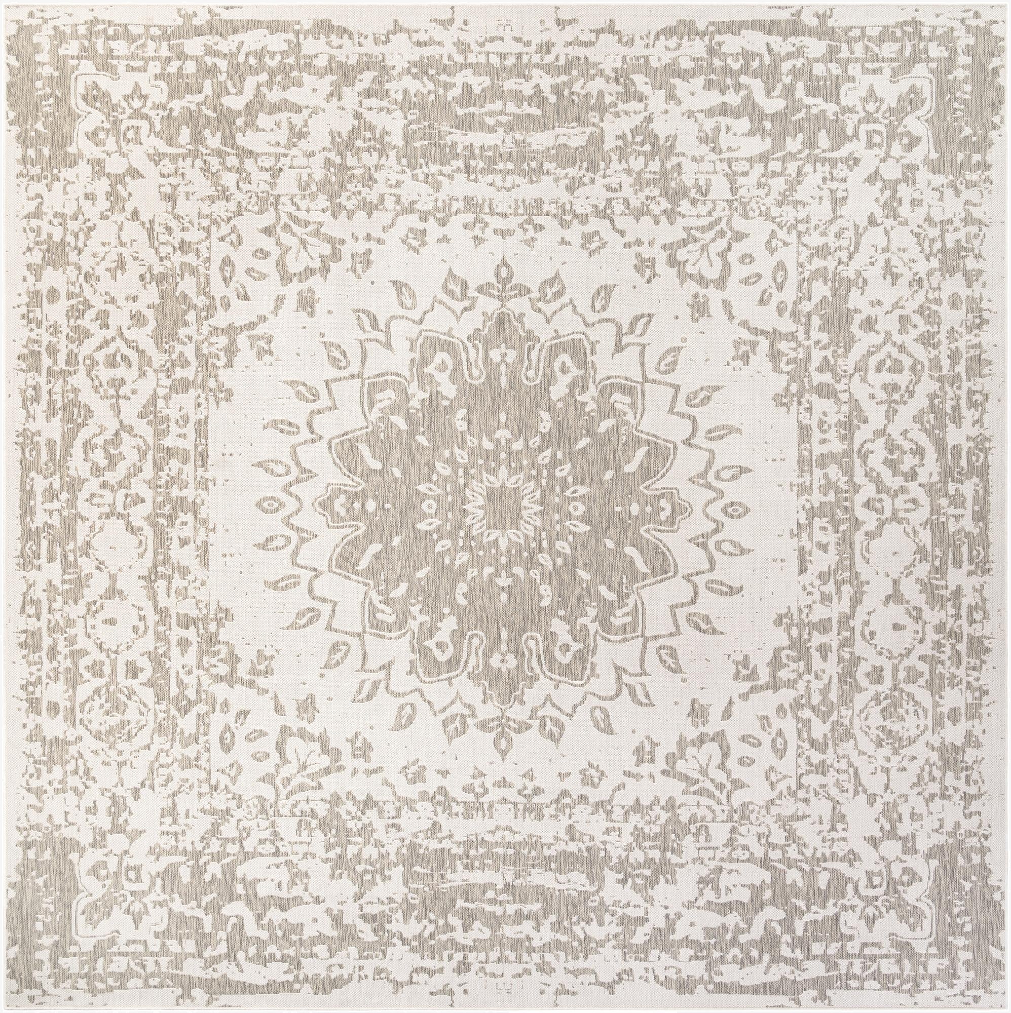  13' x 13'  Washable Traditional Indoor / Outdoor Square Rug