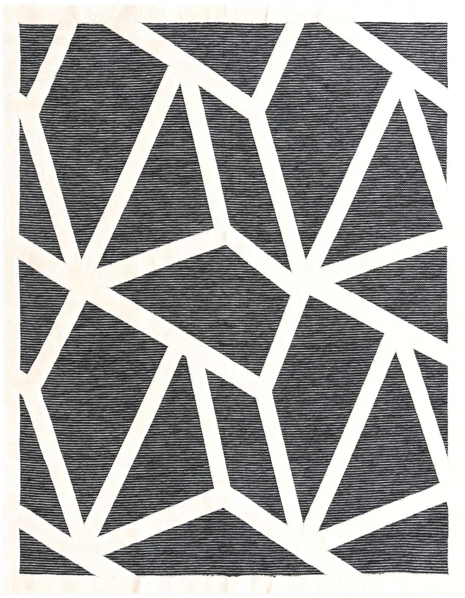 A 10'x10' square gray and white area rug with a modern geometric pattern, suitable for a living room or patio.