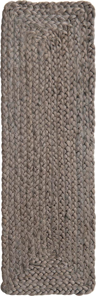  0' 9 x 2' 6  Hand Woven Braided Jute Stair Rug