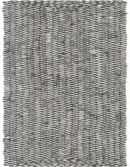 A 1' 2 x 10' 0 Braided Chindi runner rug in gray and white, featuring a textured, modern flatweave pattern.