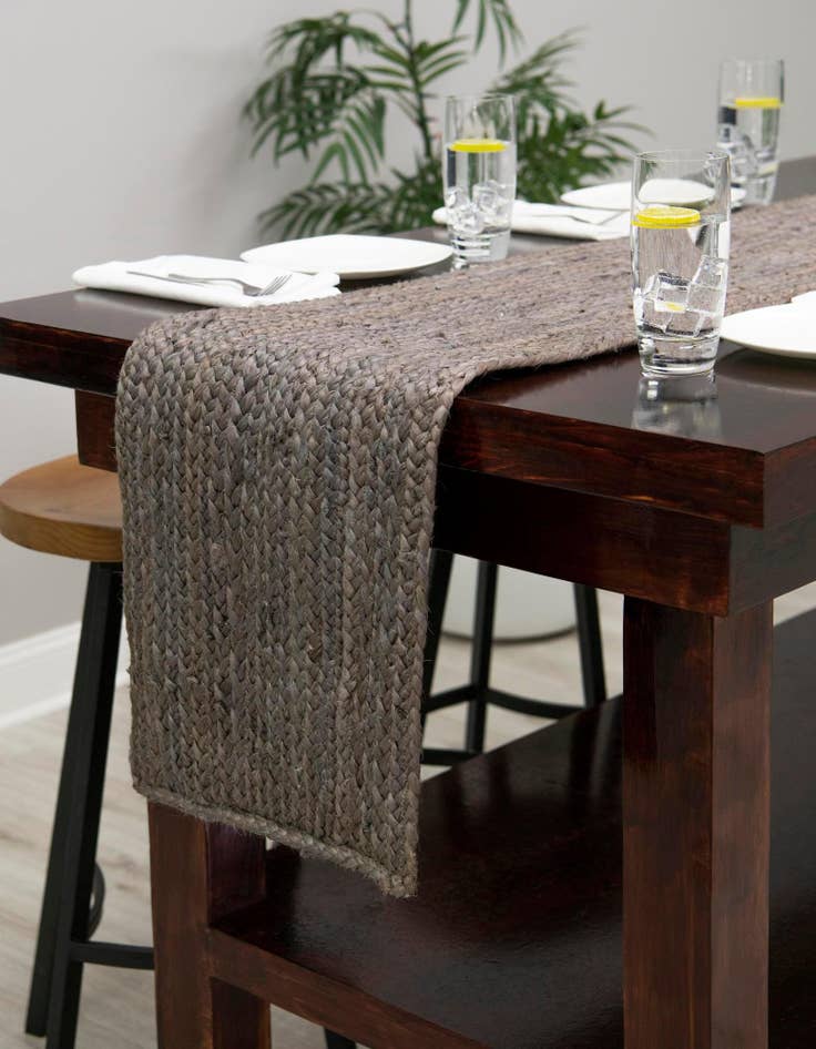 Detail image of  1' 2 x 10'  Hand Braided Jute Table Runner Rug