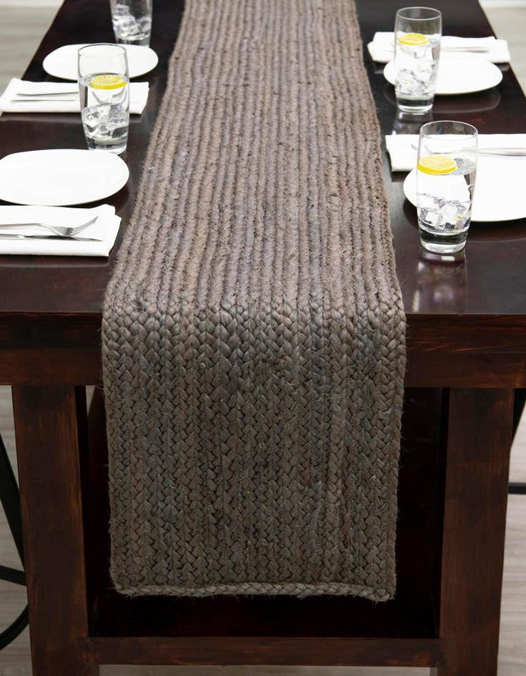 Detail image of  1' 2 x 10'  Hand Braided Jute Table Runner Rug