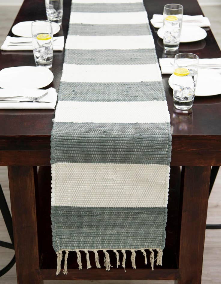 Detail image of  1' 2 x 8'  Hand Woven Chindi Rag Table Runner Rug