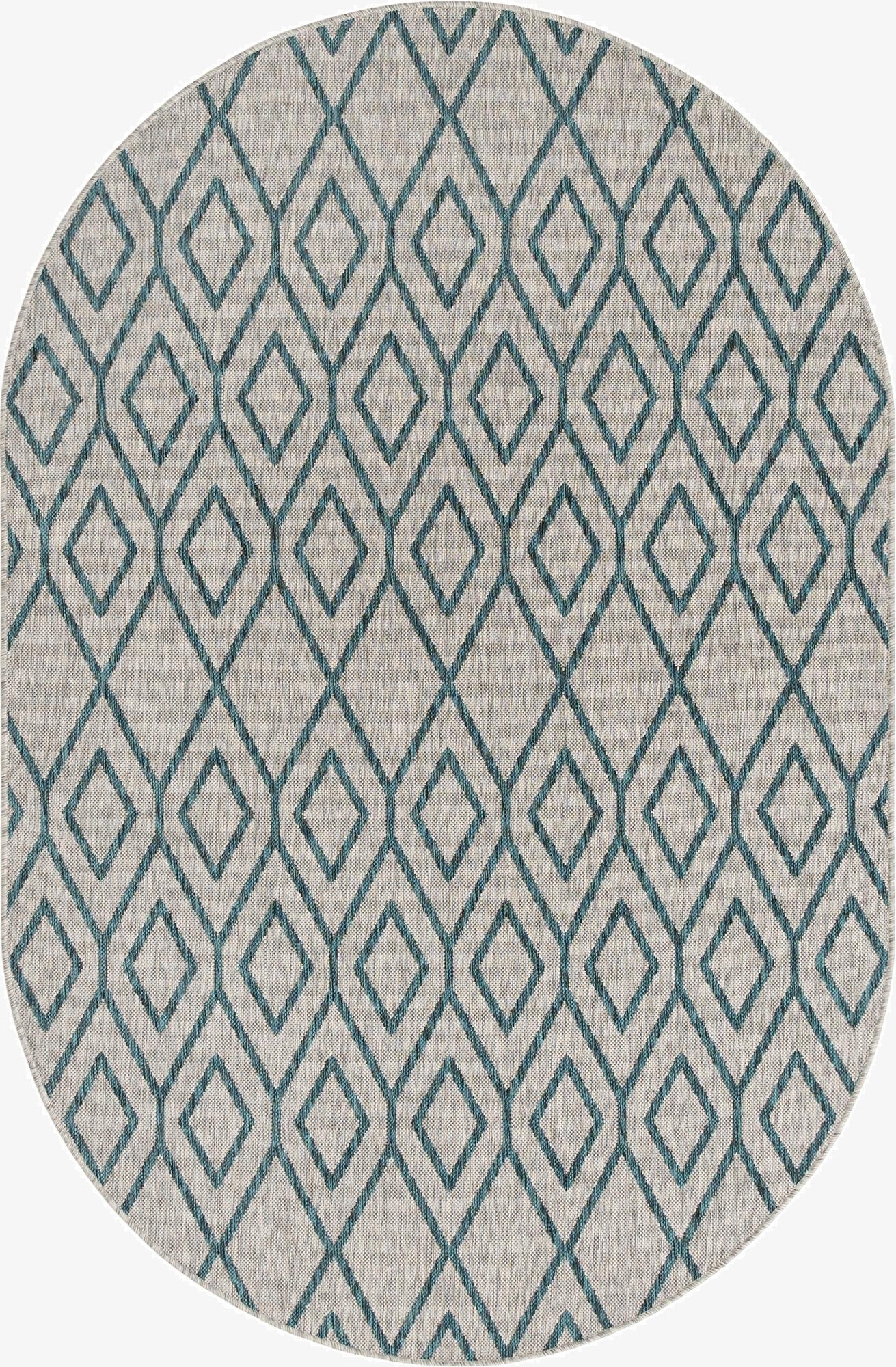  5' 3 x 8'  Washable Jill Zarin Turks and Caicos Indoor / Outdoor Oval Rug