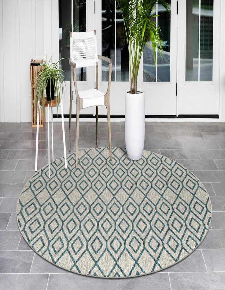 Detail image of  7' x 7'  Washable Jill Zarin Turks and Caicos Indoor / Outdoor Round Rug