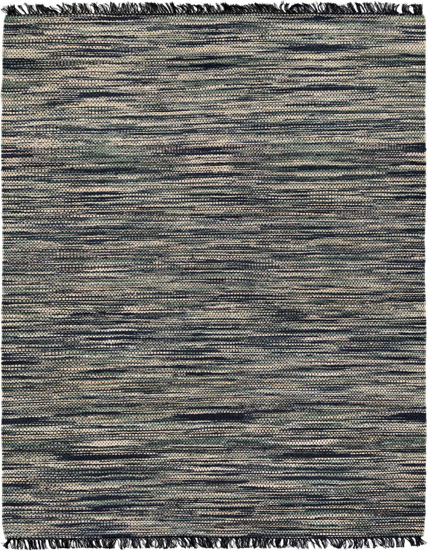 A 10x14 rectangular Chunky Jute rug featuring a modern abstract pattern in ivories, creams, greens, and whites with a textured flatweave.