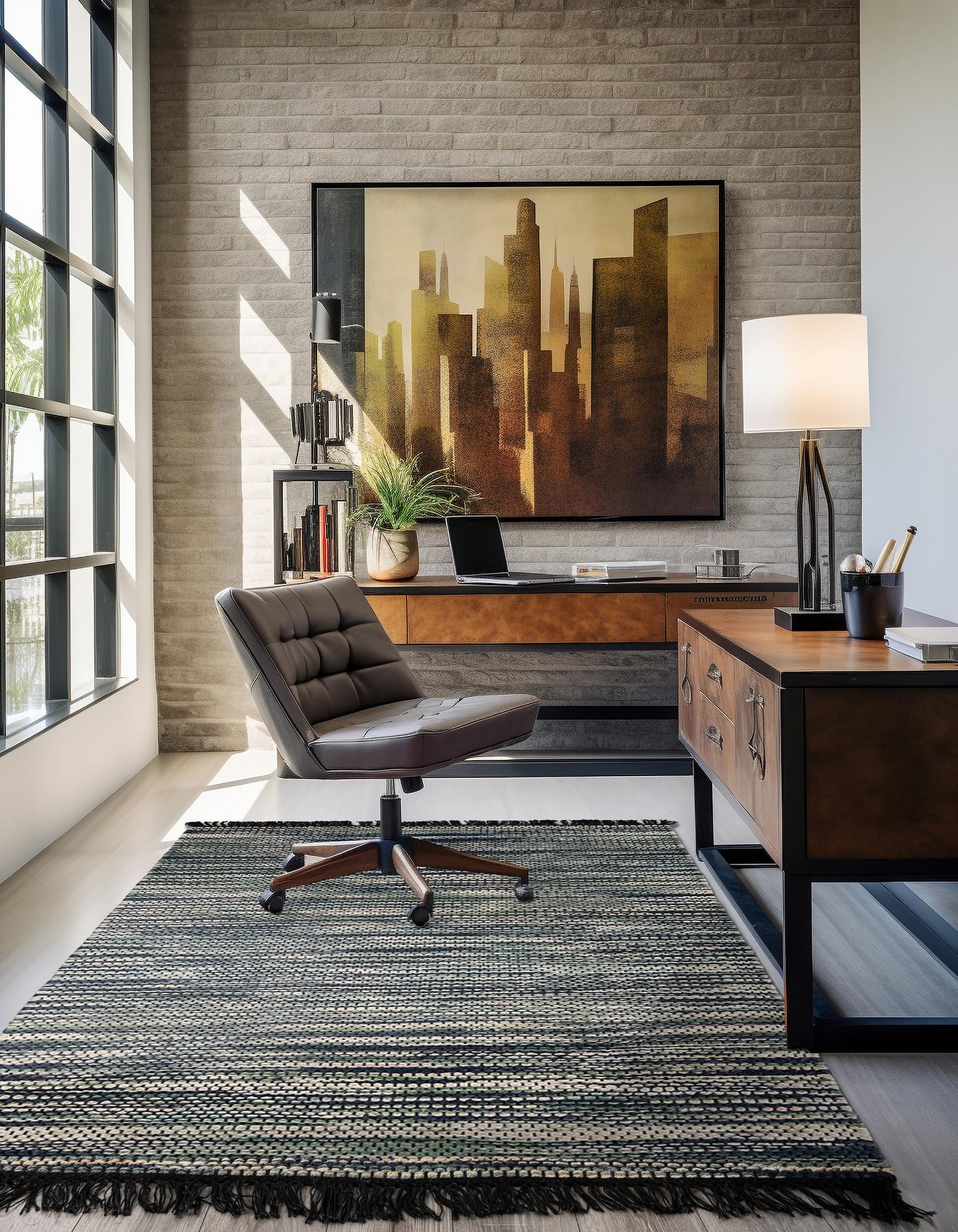 Green and Ivory 10' x 14' 1 Hand Woven Chunky Jute Rug | Rugs.com