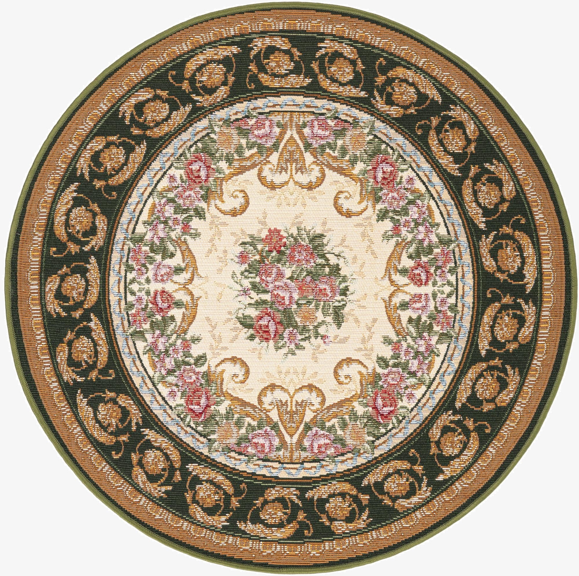  3' x 3'  Washable Traditional Indoor / Outdoor Round Rug