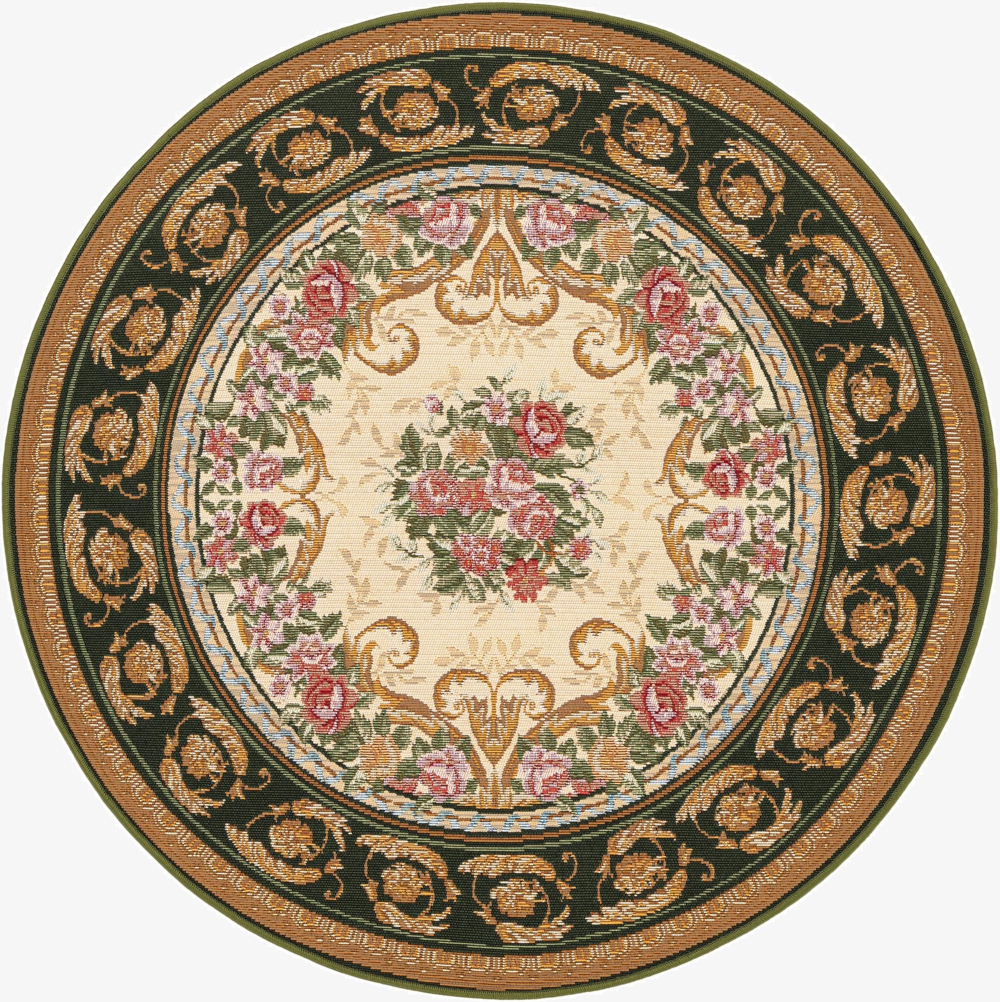 4' x 4'  Washable Traditional Indoor / Outdoor Round Rug