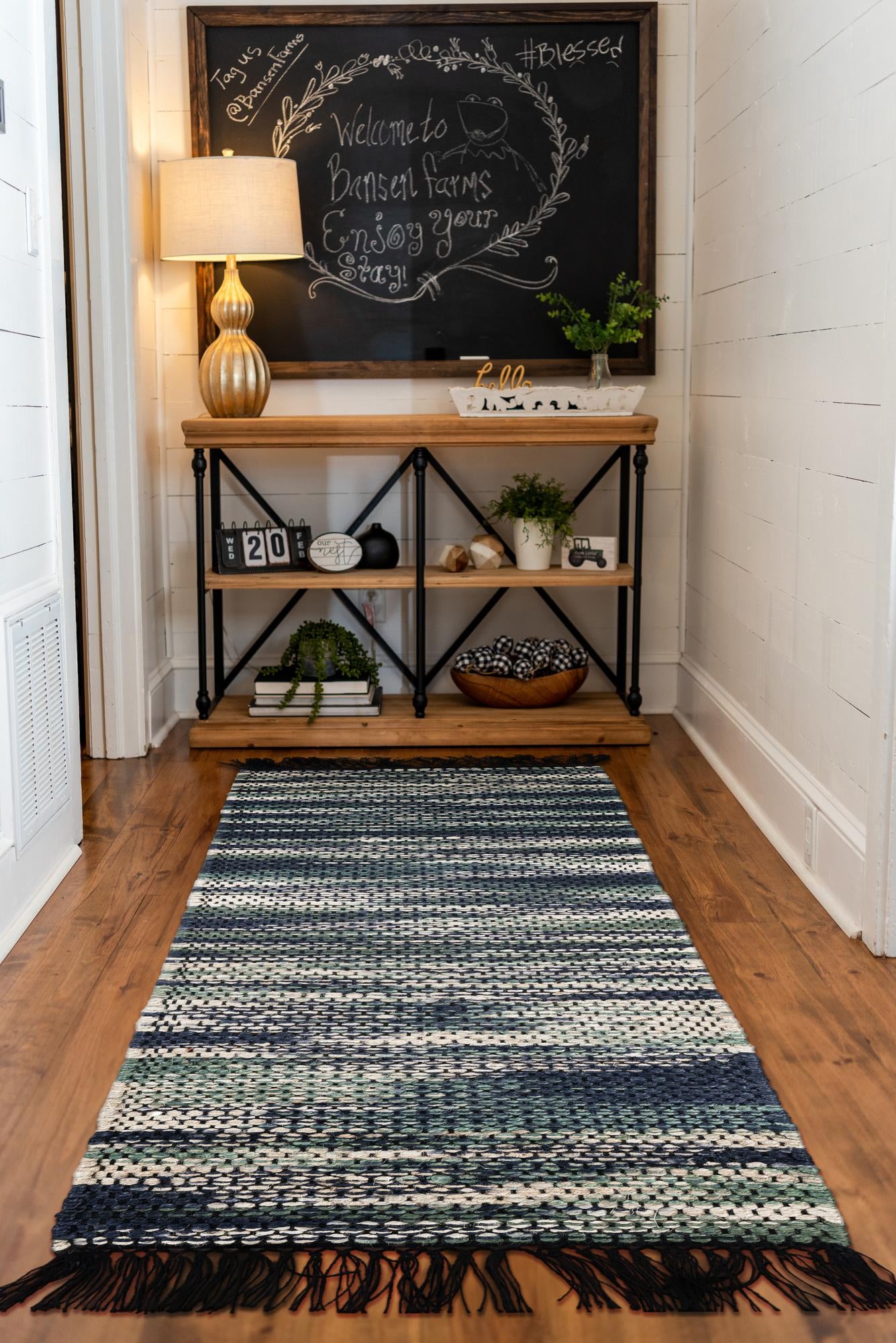 Green and Ivory 2' x 5' 1 Hand Woven Chunky Jute Runner Rug | Rugs.com