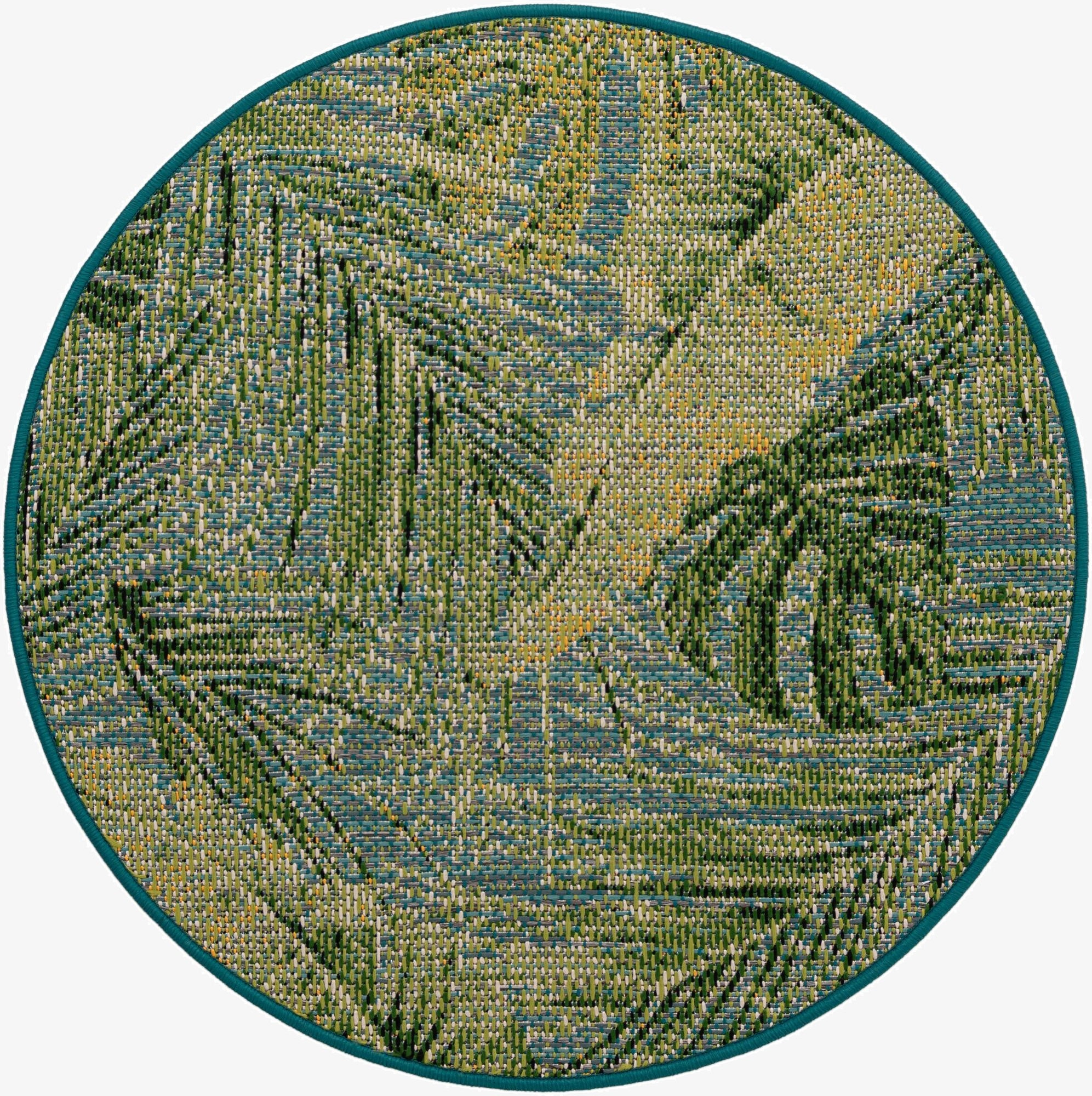  3' x 3'  Washable Botanical Indoor / Outdoor Round Rug