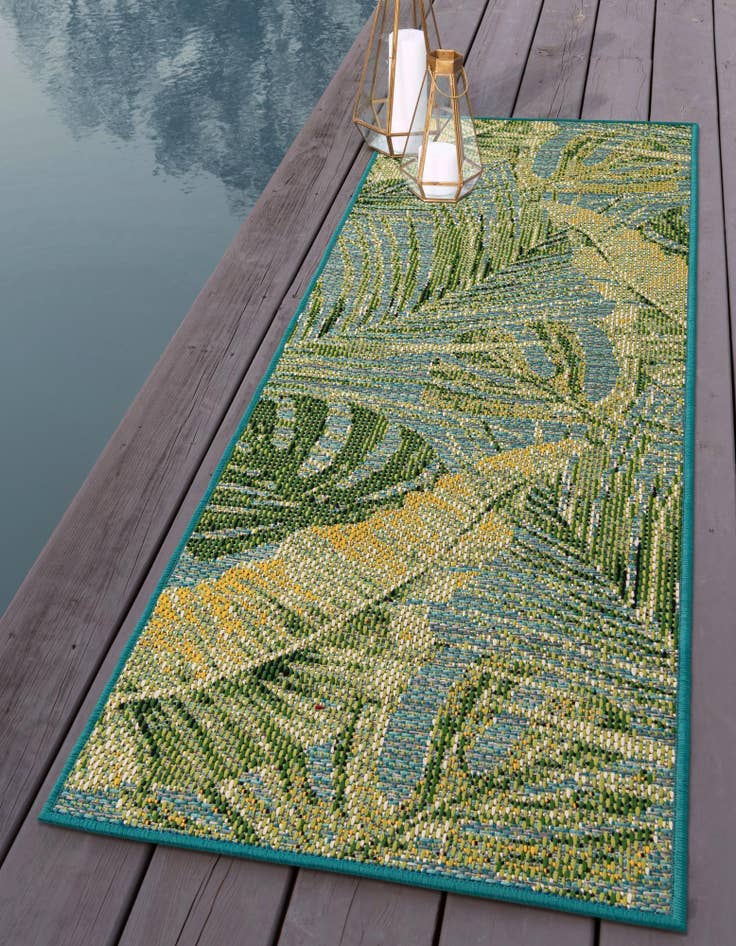 Detail image of  2' 7 x 12'  Washable Botanical Indoor / Outdoor Runner Rug