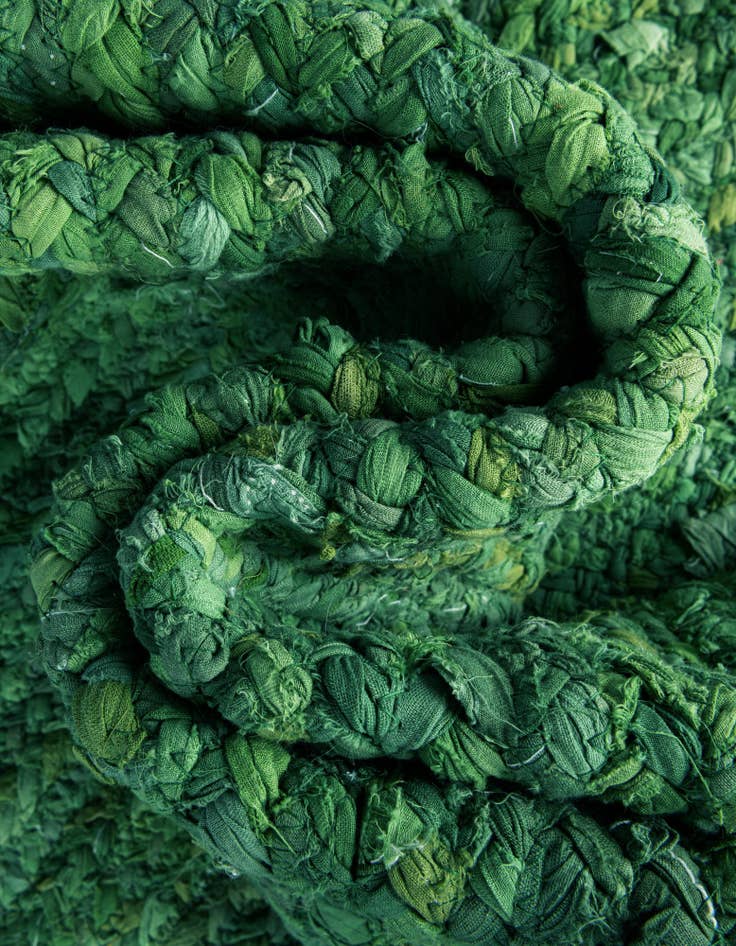 Detail image of  2' 2 x 3' 7  Hand Braided Chindi Hearth Rug