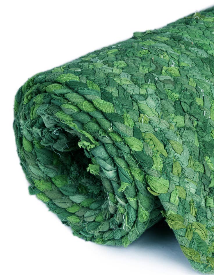 Detail image of  2' 2 x 3' 7  Hand Braided Chindi Hearth Rug