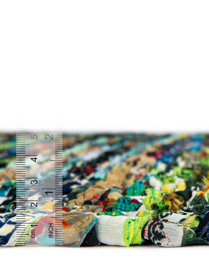 Detail image of  2' 2 x 3' 7  Hand Woven Chindi Chevron Hearth Rug