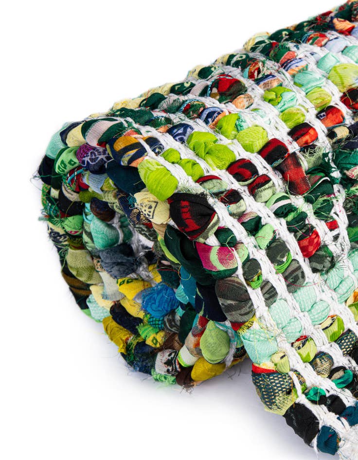 Detail image of  2' 2 x 3' 7  Hand Woven Chindi Chevron Hearth Rug