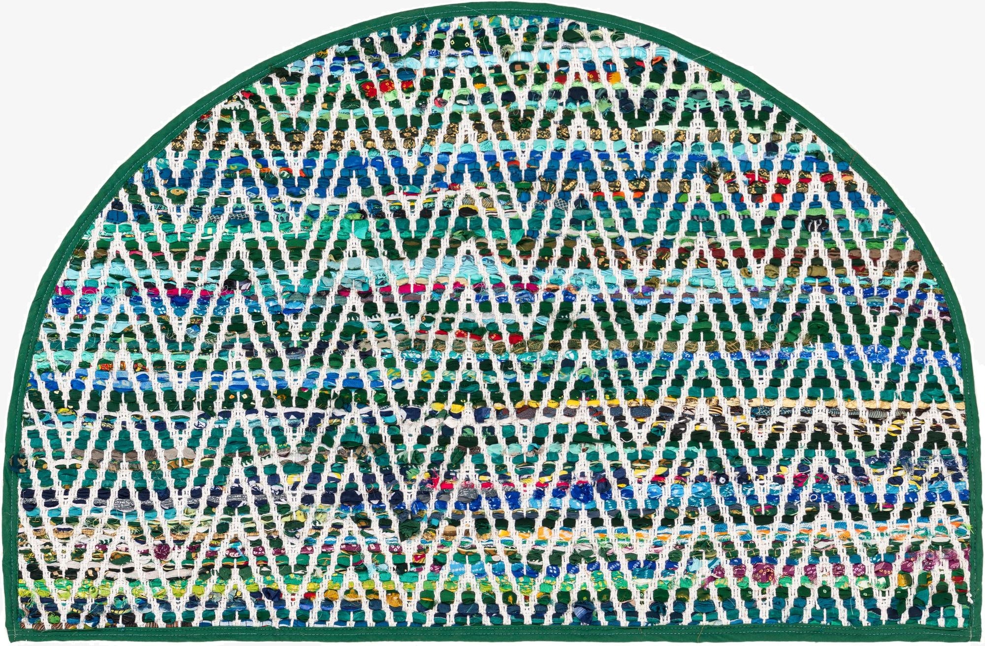  2' 2 x 3' 7  Hand Woven Chindi Chevron Hearth Rug