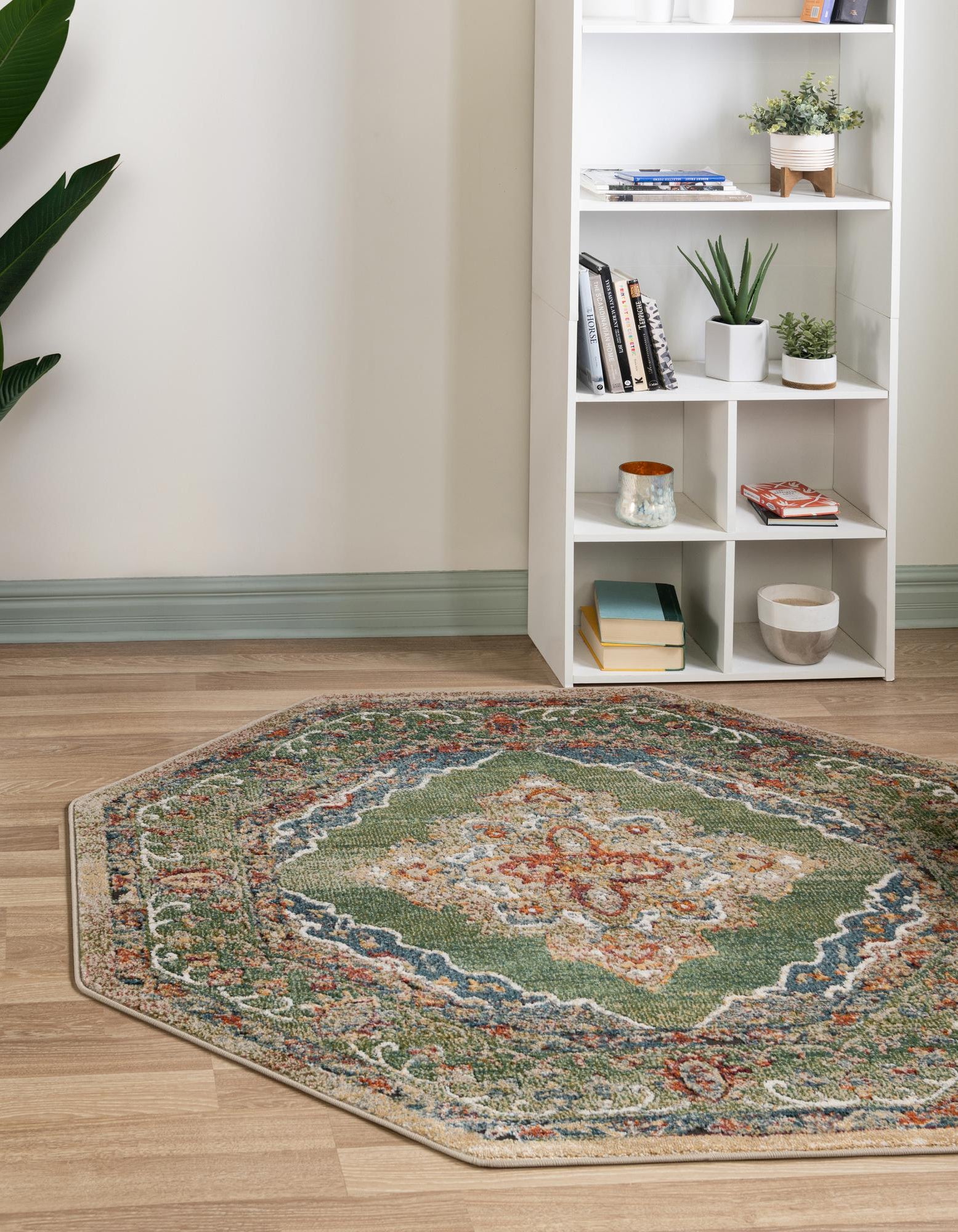 Green 6' 1 x 6' 1 Serene Isabella Octagon Rug | Rugs.com