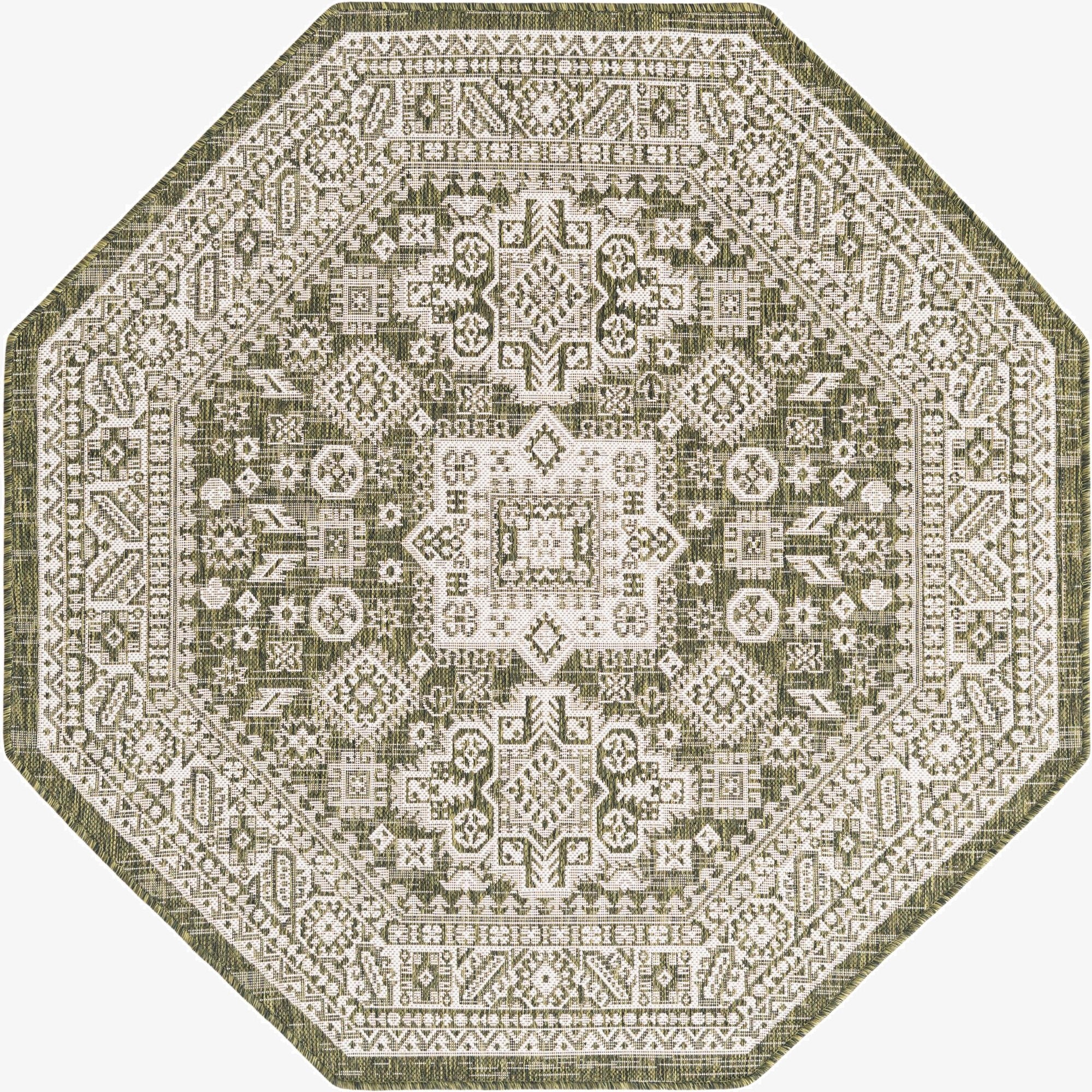  5' 3 x 5' 3  Washable Aztec Indoor / Outdoor Octagon Rug
