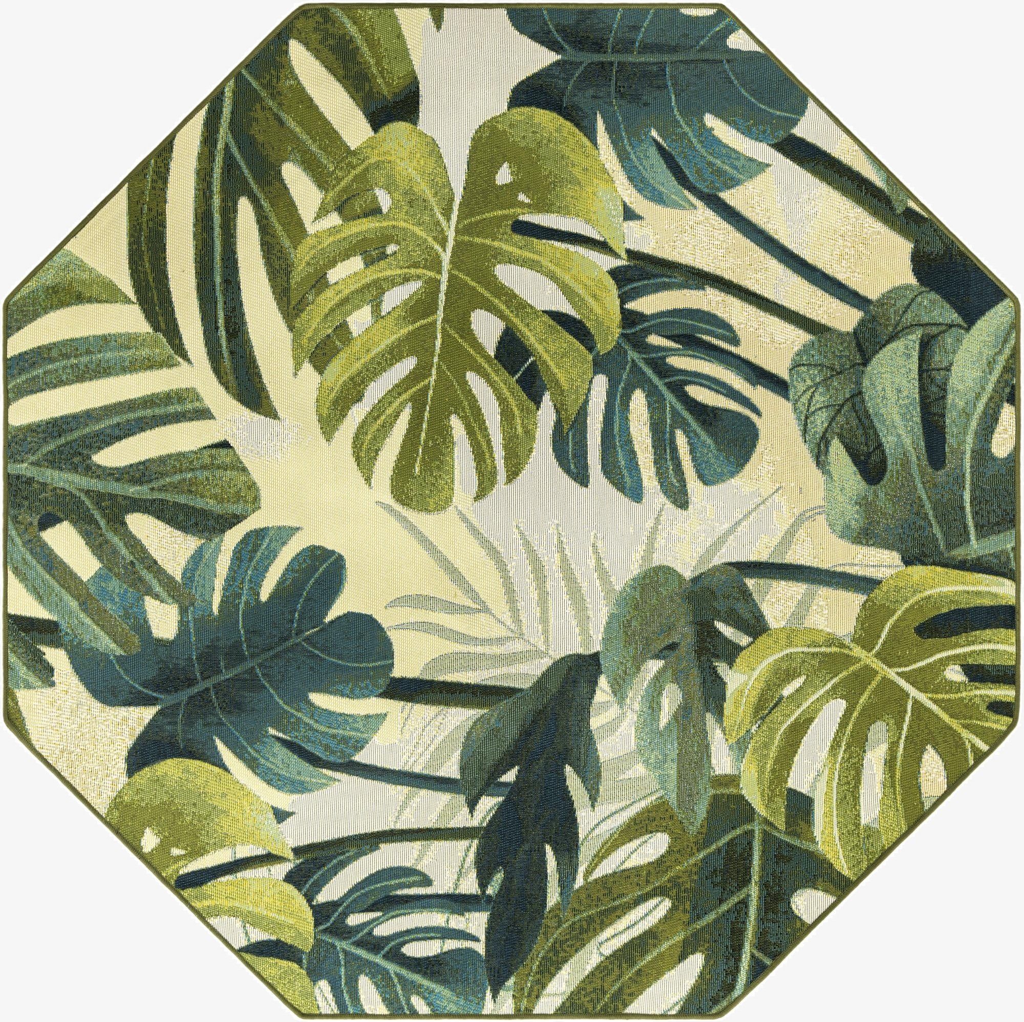  5' 3 x 5' 3  Washable Botanical Indoor / Outdoor Octagon Rug