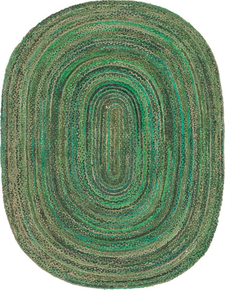Detail image of  8' x 10'  Hand Braided Chindi Oval Rug