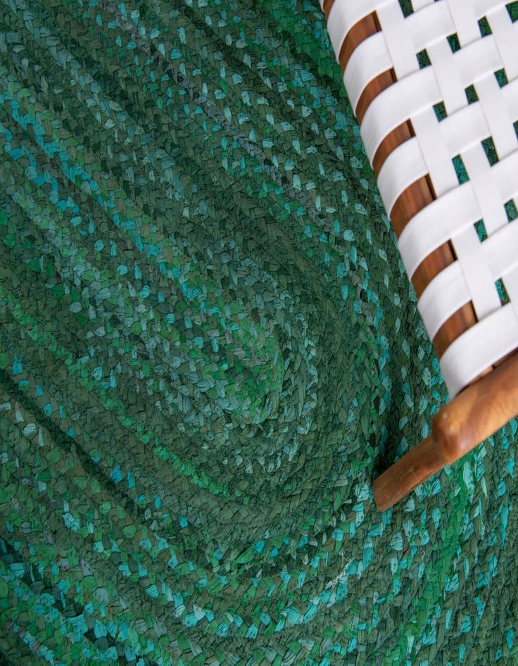 Detail image of  3' 3 x 5' 1  Hand Braided Chindi Oval Rug