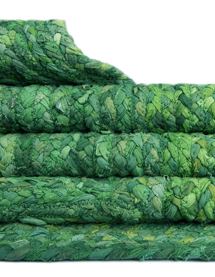 Detail image of  3' 3 x 5' 1  Hand Braided Chindi Oval Rug