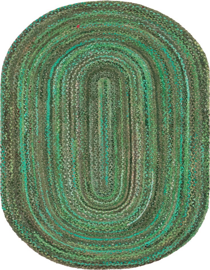 Detail image of  5' 1 x 8'  Hand Braided Chindi Oval Rug