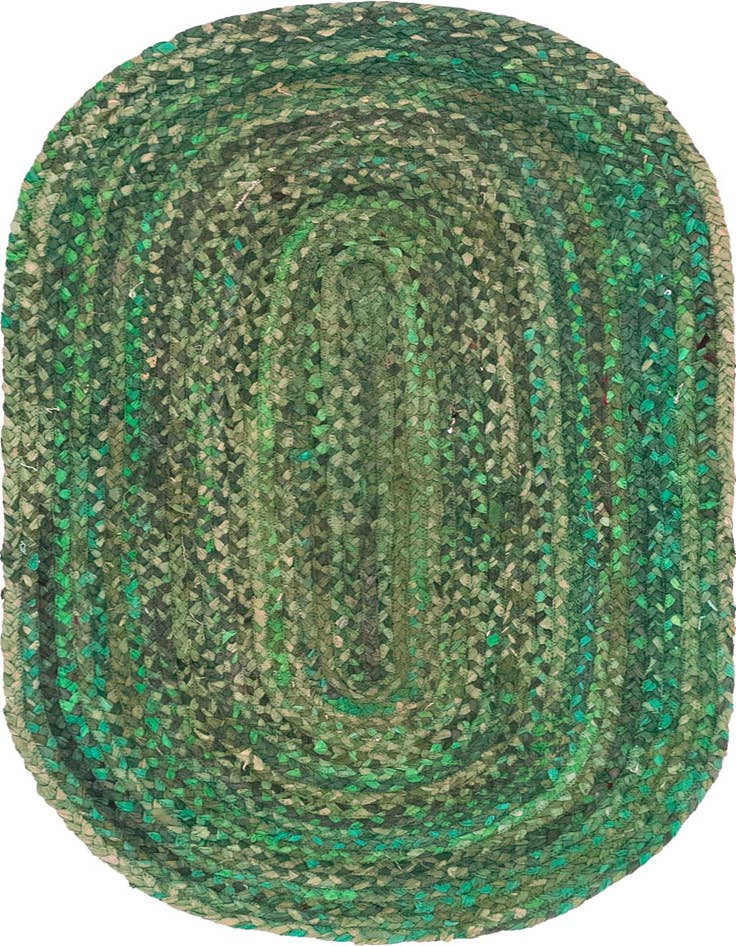 Detail image of  3' 3 x 5' 1  Hand Braided Chindi Oval Rug