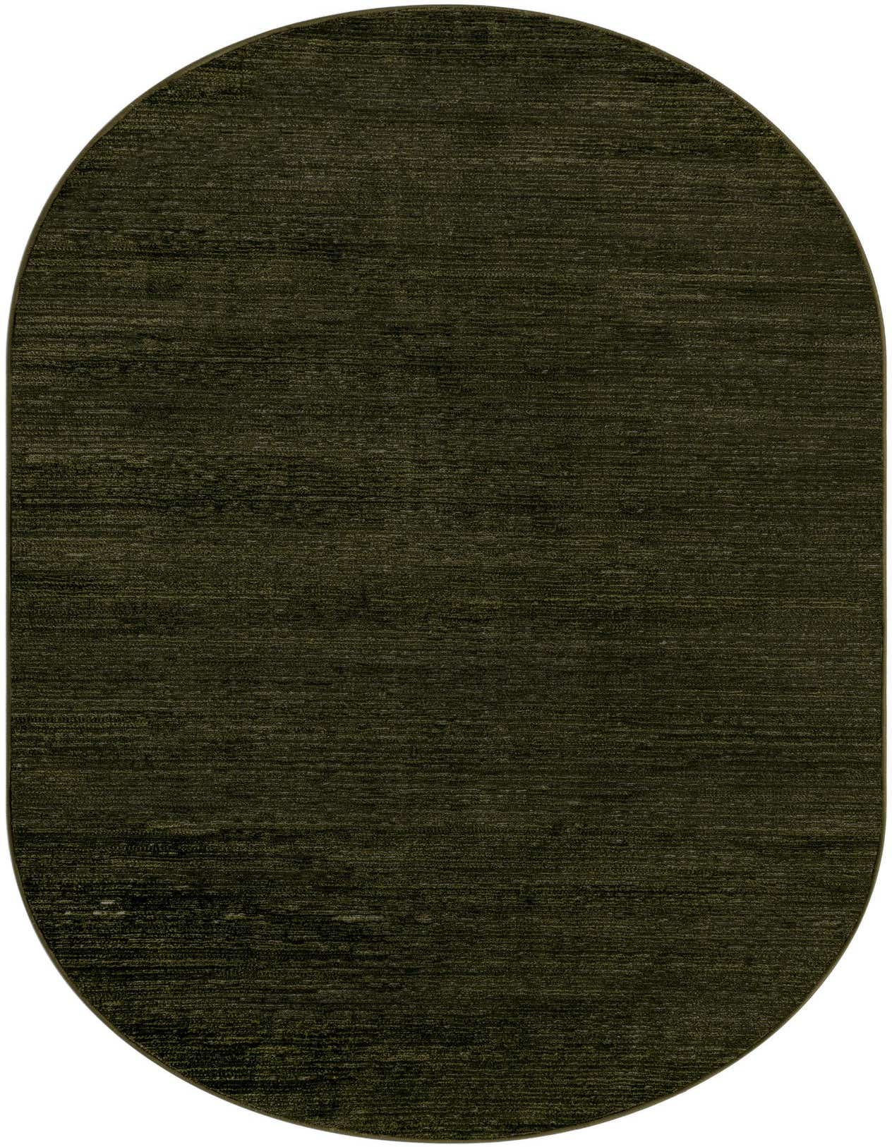A 3' 3 x 5' 3 oval Finsbury rug in a deep green hue, featuring a textured, medium pile.