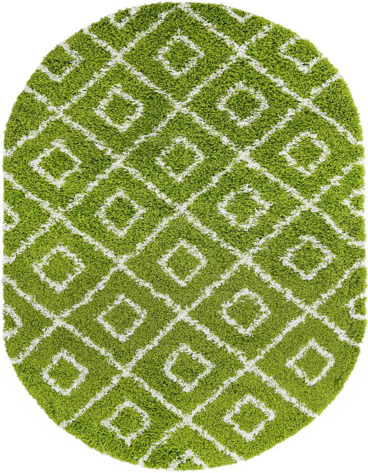 Detail image of  5' 3 x 8' Lattice Shag Oval Rug