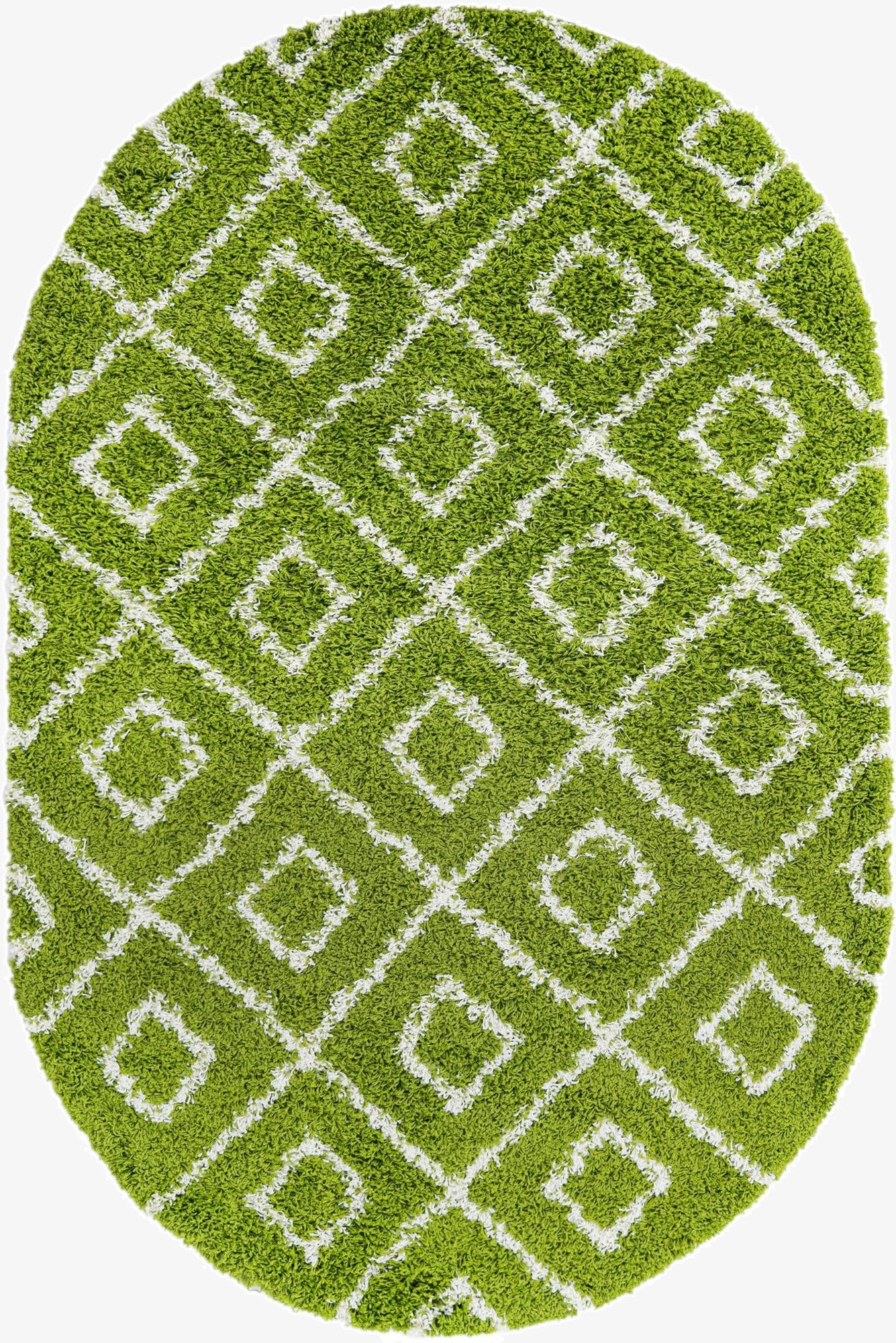  5' 3 x 8' Lattice Shag Oval Rug
