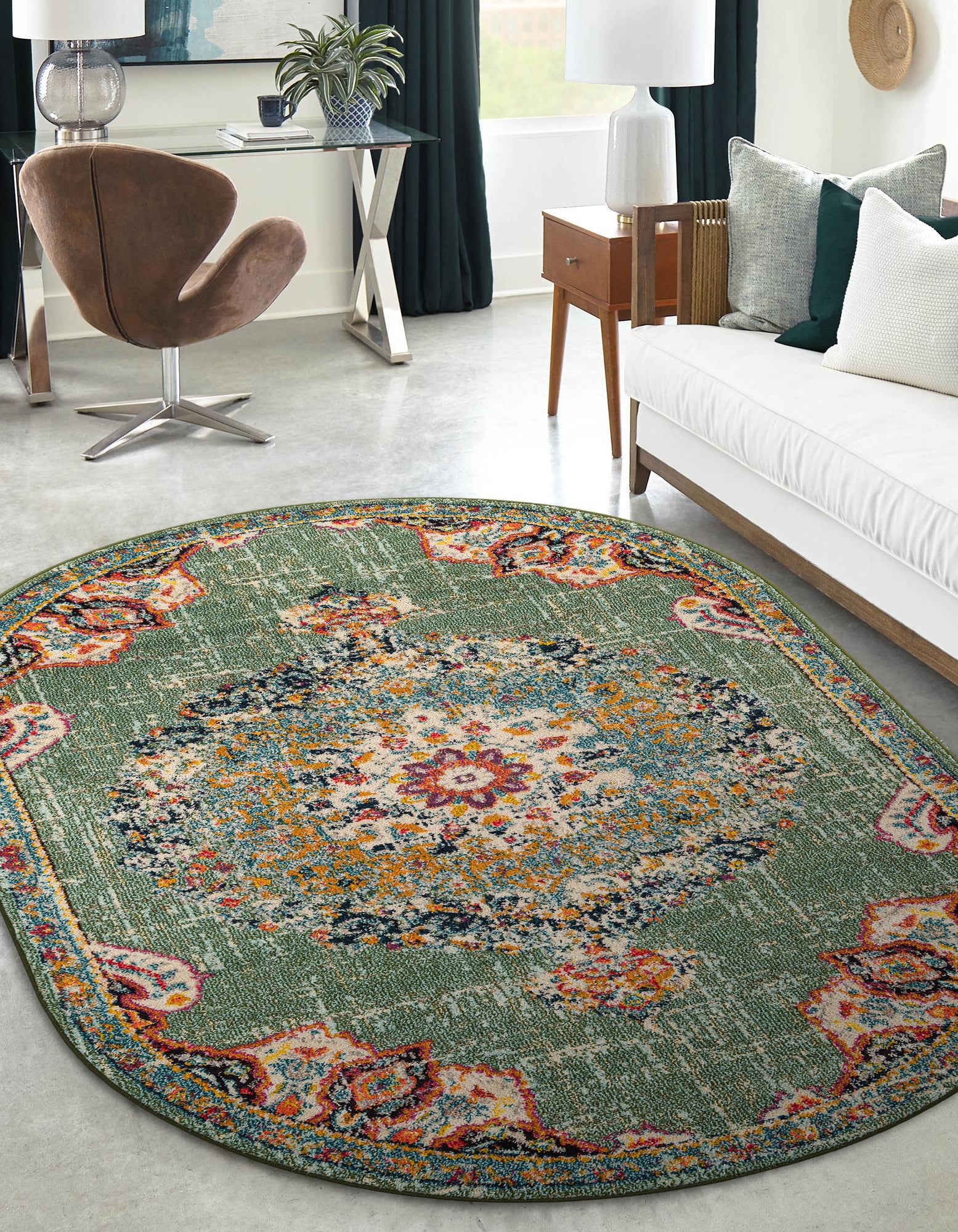 Green 4' x 6' Madeline Oval Rug | Rugs.com