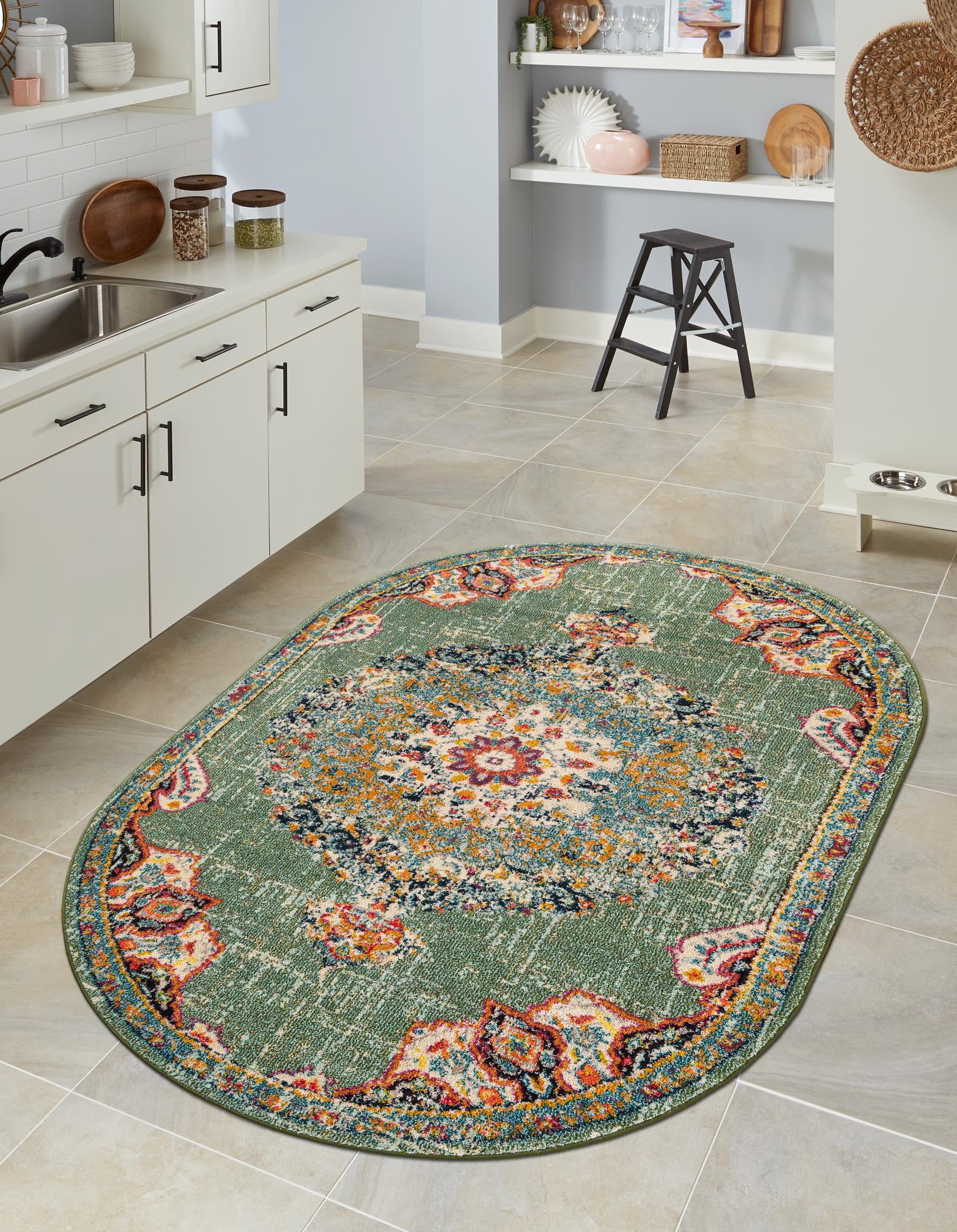 Green 4' x 6' Madeline Oval Rug | Rugs.com