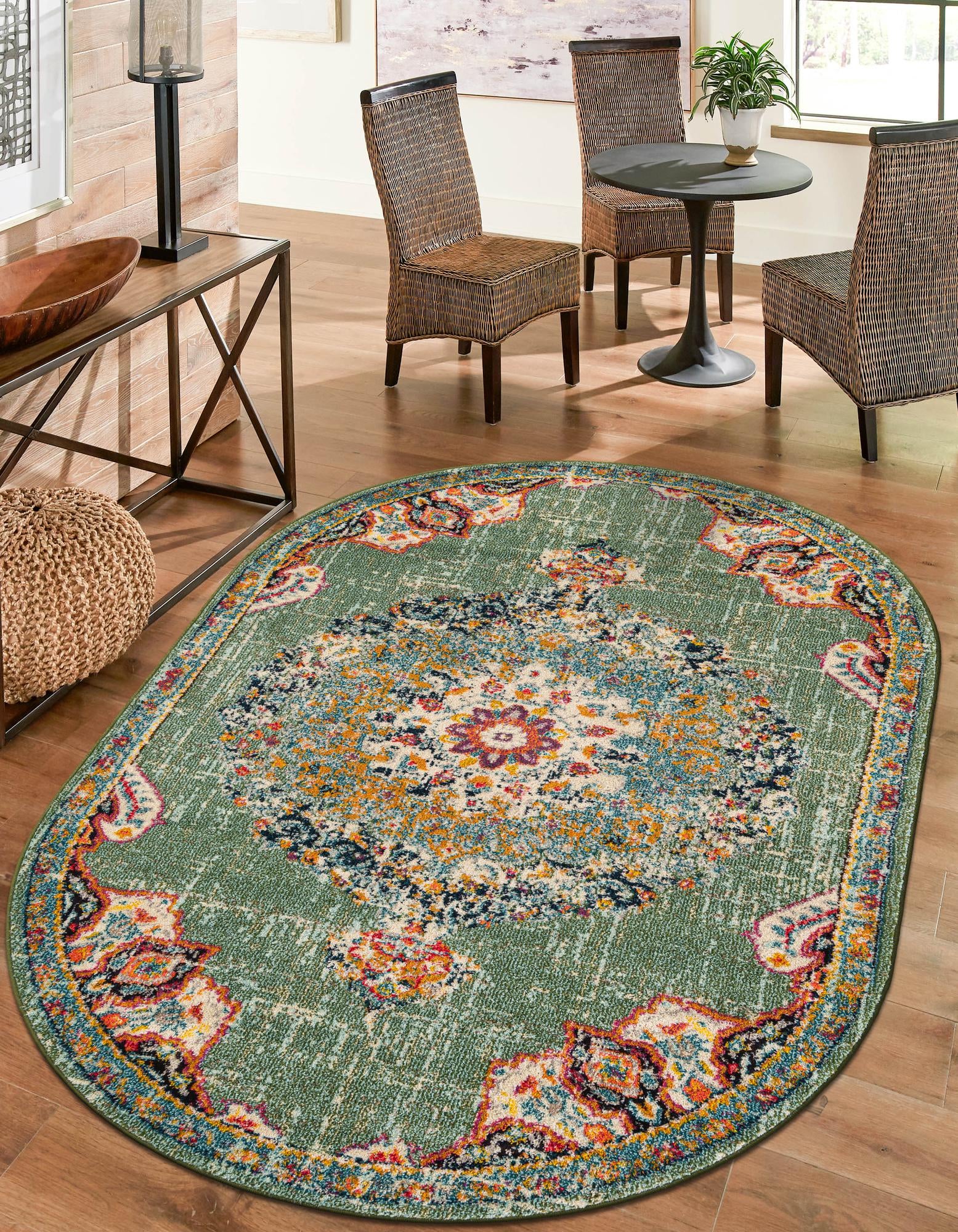 Green 4' x 6' Madeline Oval Rug | Rugs.com