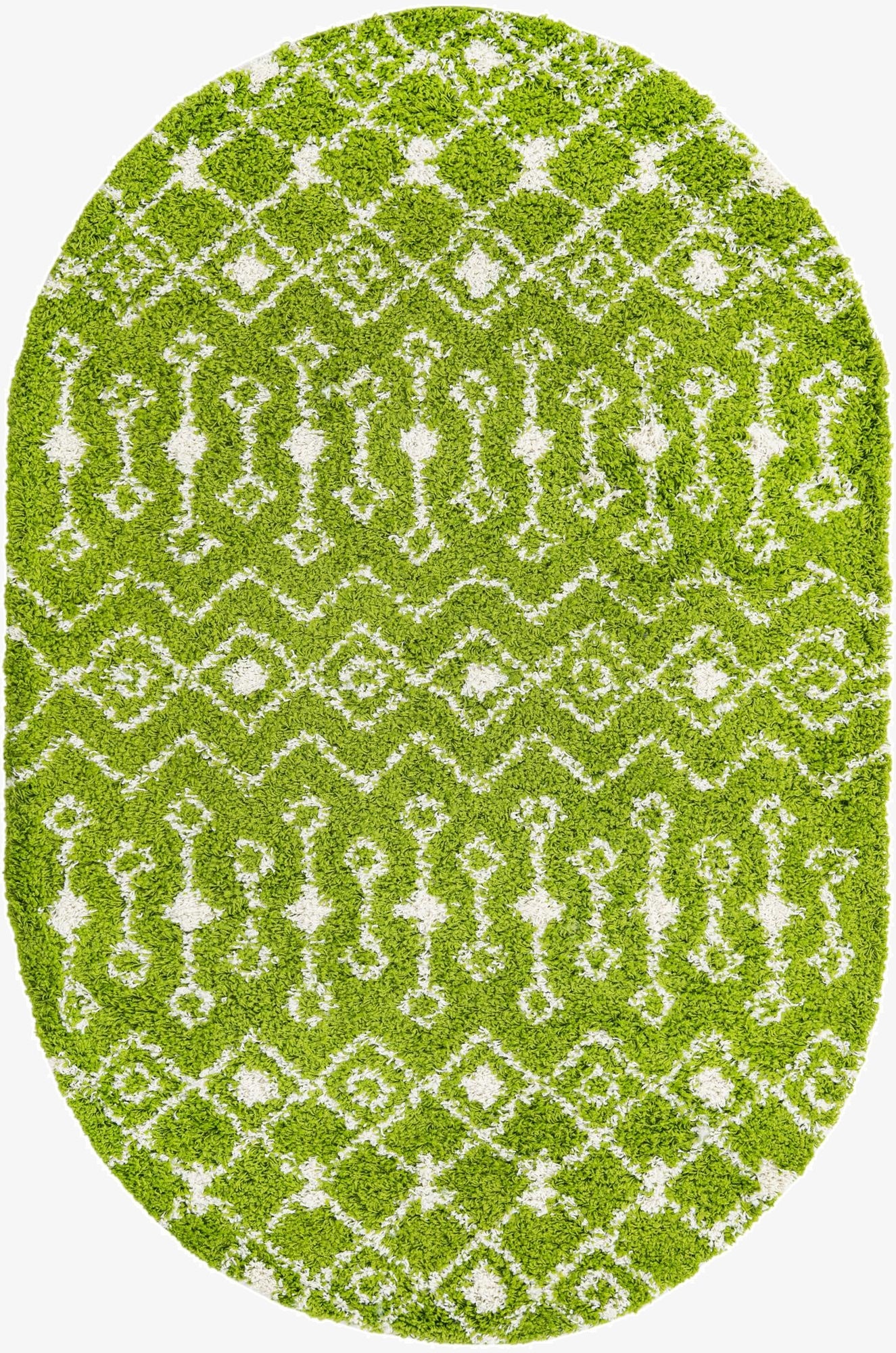  5' 3 x 8' Moroccan Trellis Shag Oval Rug