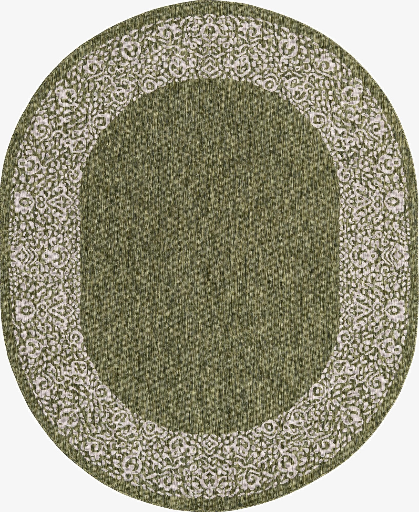  7' 10 x 10'  Washable Border Indoor / Outdoor Oval Rug