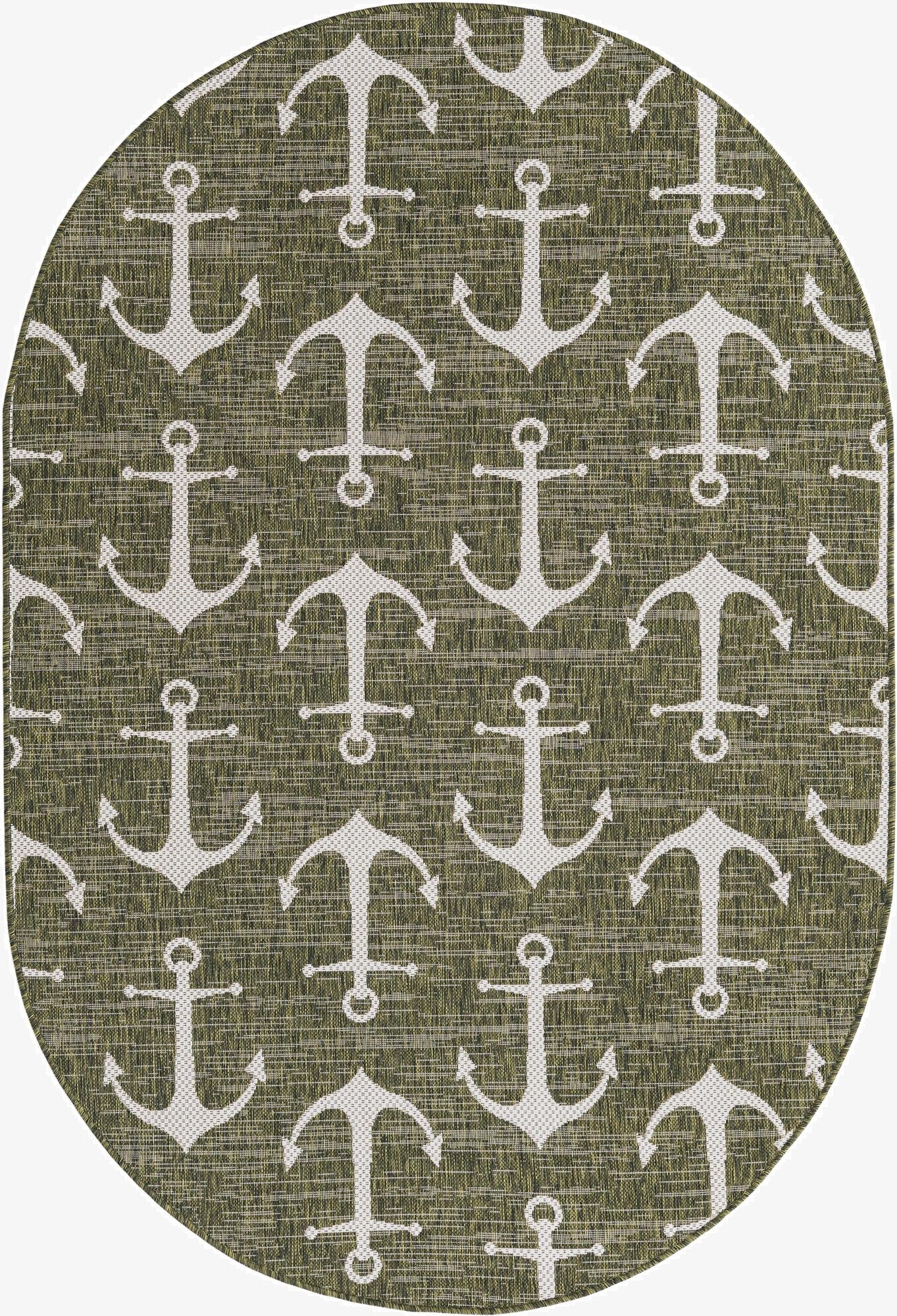  5' 3 x 8'  Washable Coastal Indoor / Outdoor Oval Rug