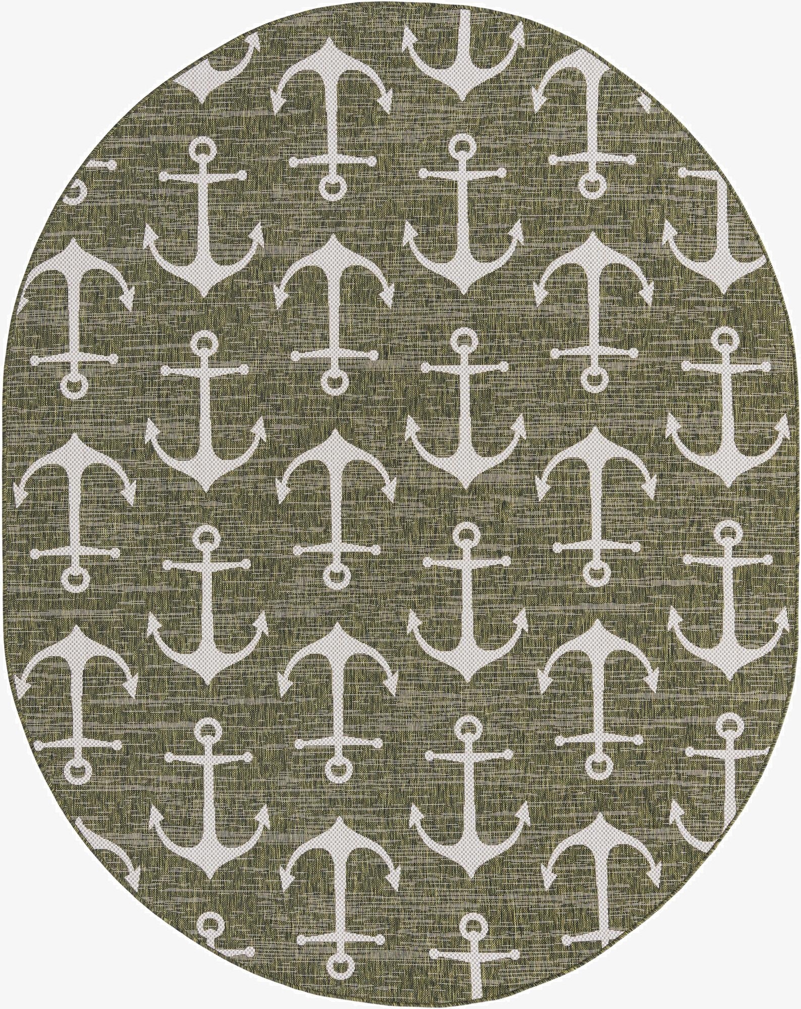  7' 10 x 10'  Washable Coastal Indoor / Outdoor Oval Rug