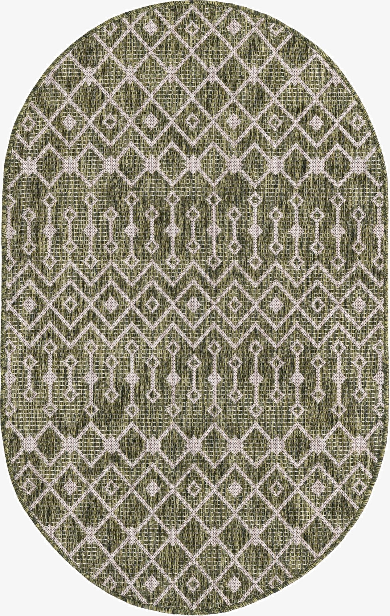  3' x 5' 3  Washable Lattice Indoor / Outdoor Oval Rug