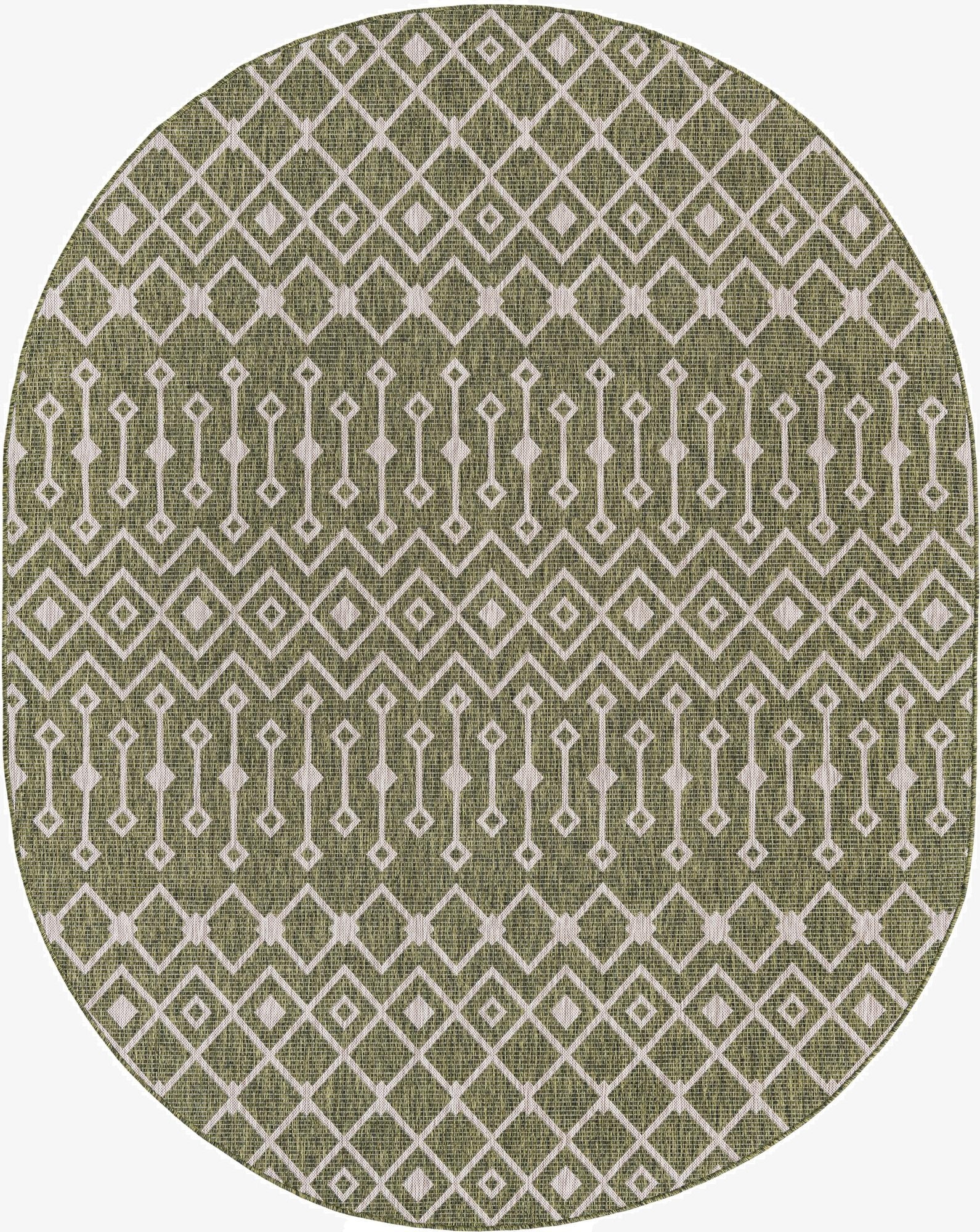  7' 10 x 10'  Washable Lattice Indoor / Outdoor Oval Rug