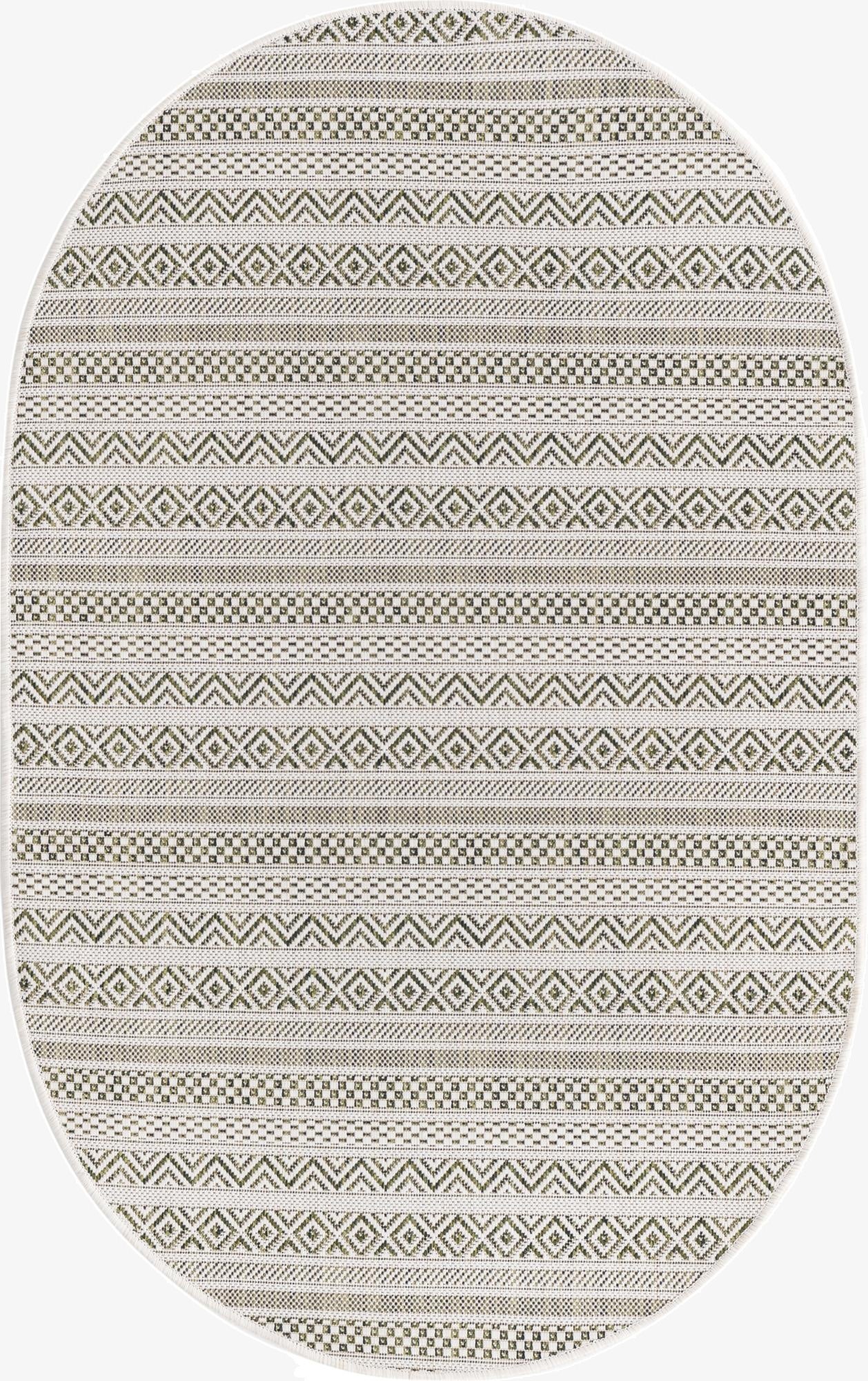  3' x 5' 3  Washable Ribbon Indoor / Outdoor Oval Rug