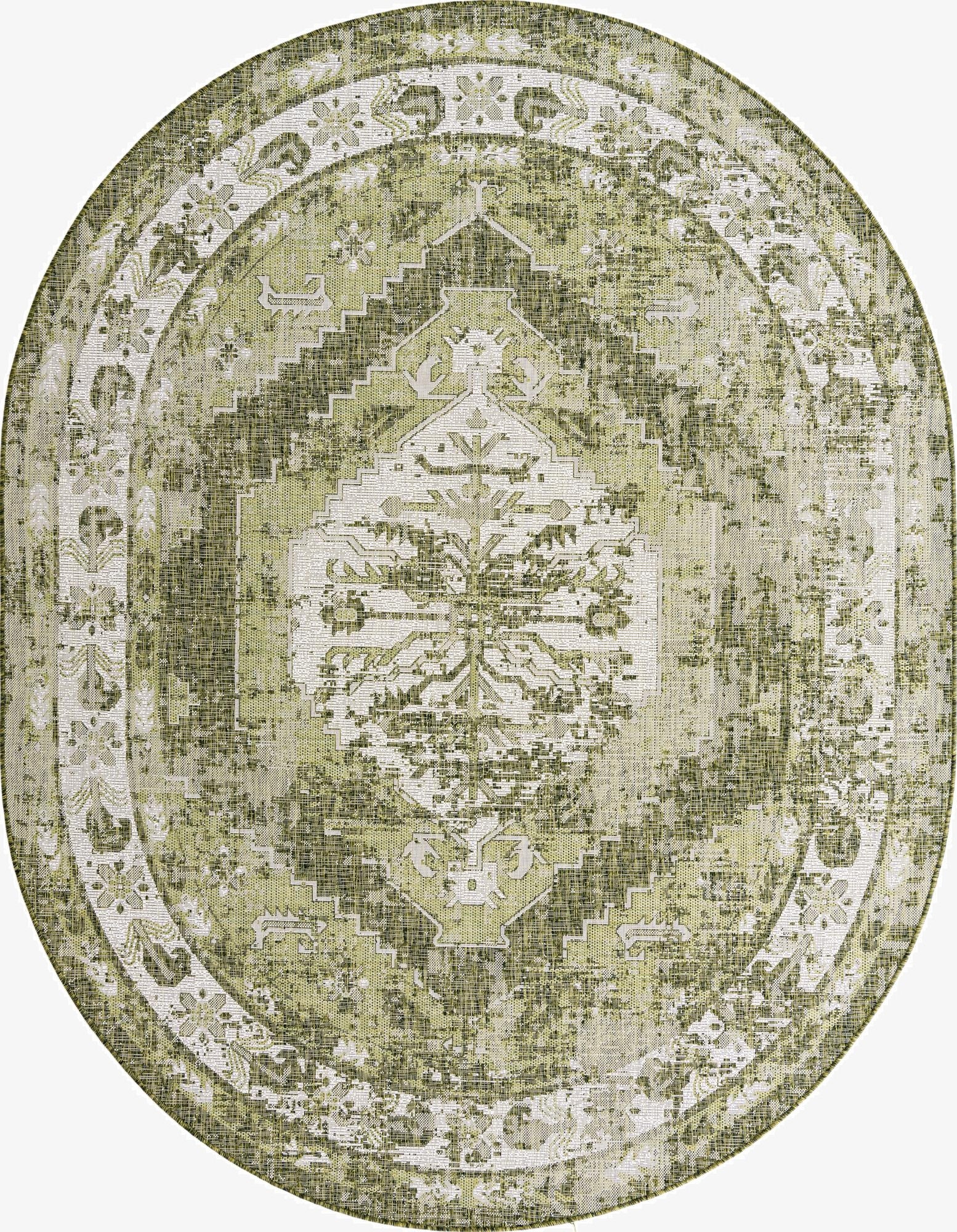  7' 10 x 10'  Washable Traditional Indoor / Outdoor Oval Rug